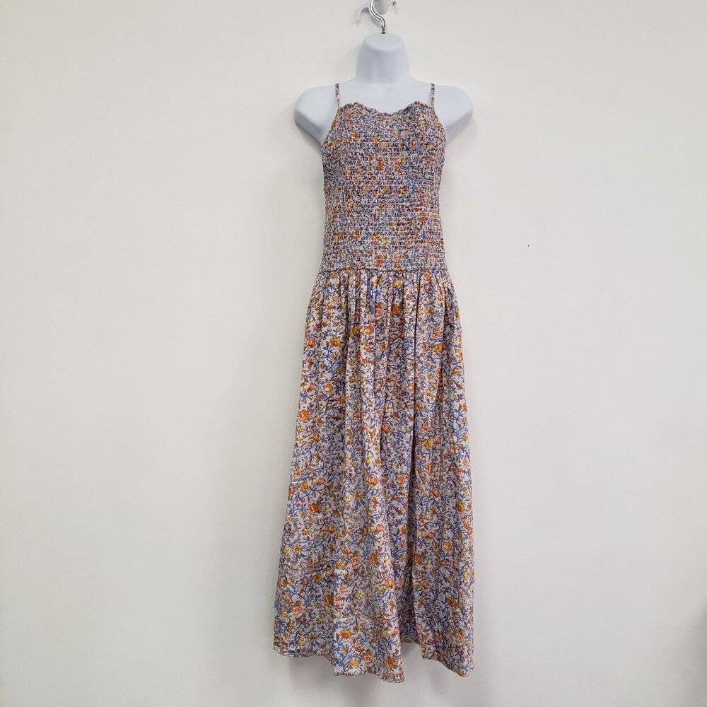 J Crew Womens Friday Midi Dress Size XL Afternoon Floral Smocked Blue NWT